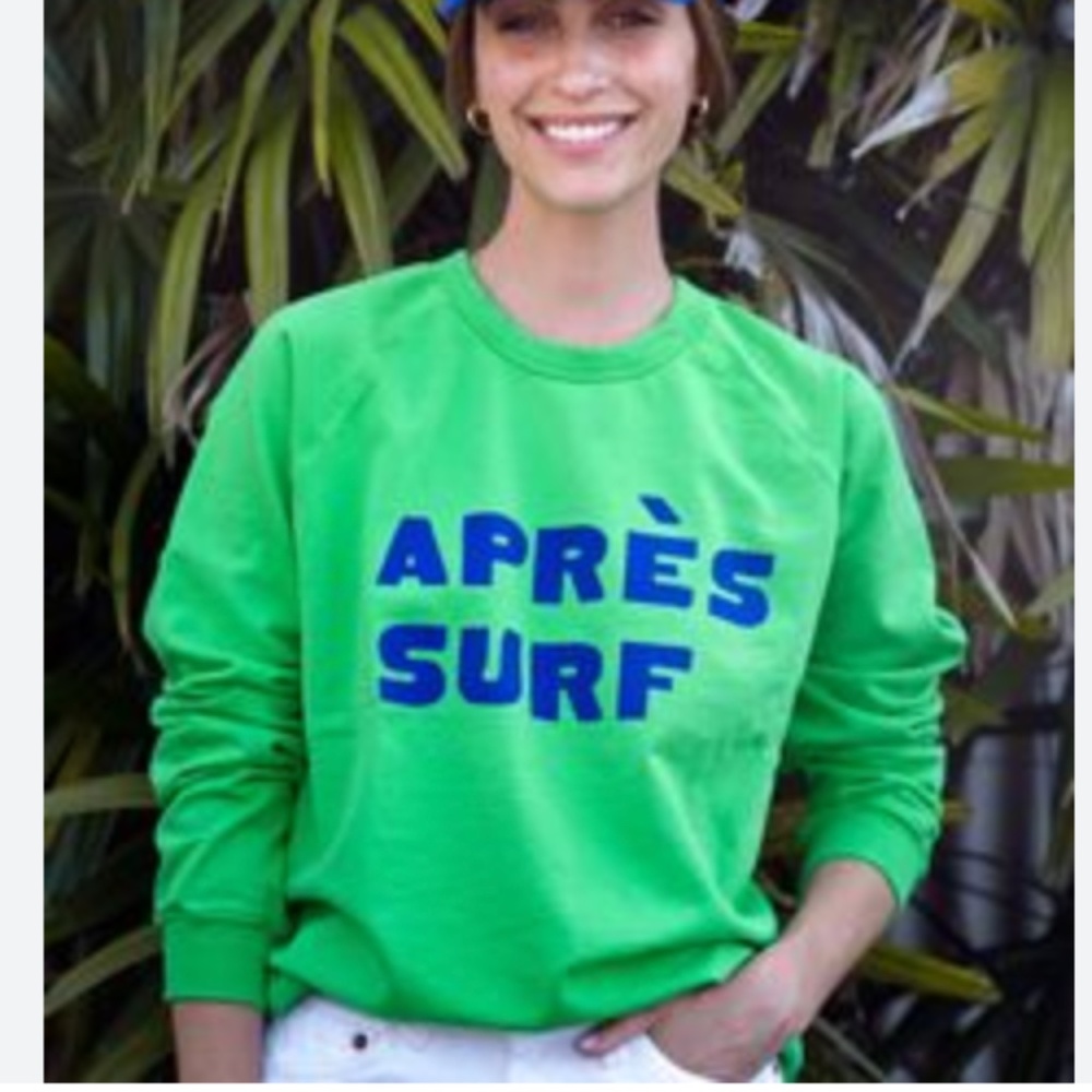 Clare V - Bright Green Apres Surf Sweatshirt - Size XL.